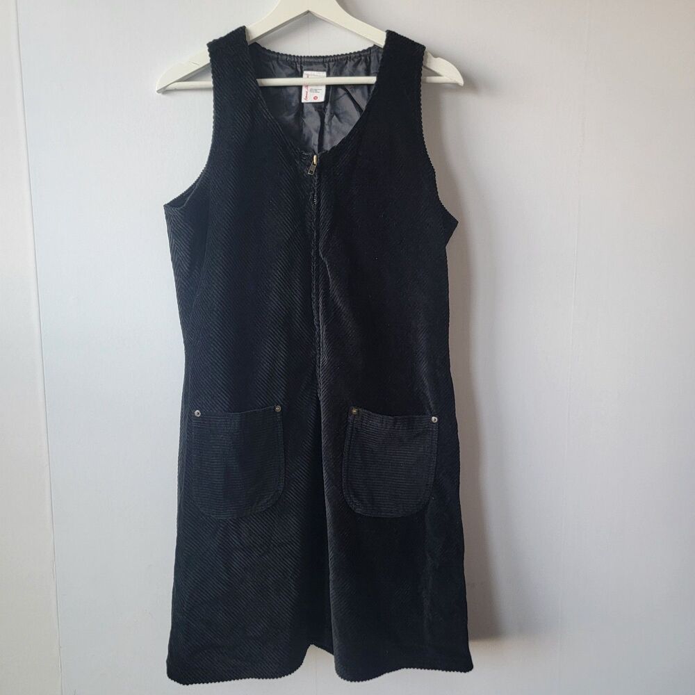 hanna andersson font zip Corduroy dress size M sleeveless two front pockets
